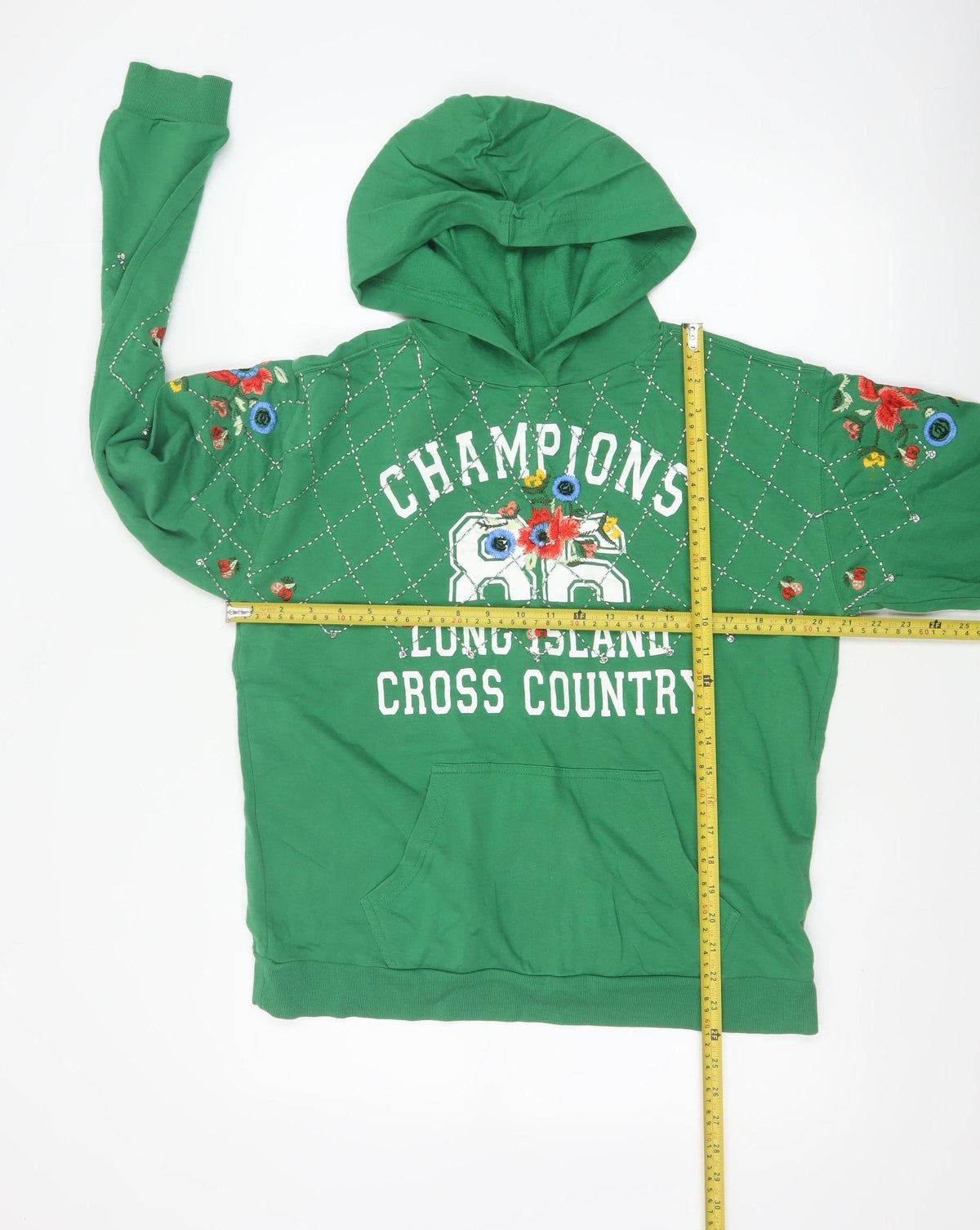 ASOS Women Green UK 10 Pullover Hoodie Embroidered Floral Champion 66
