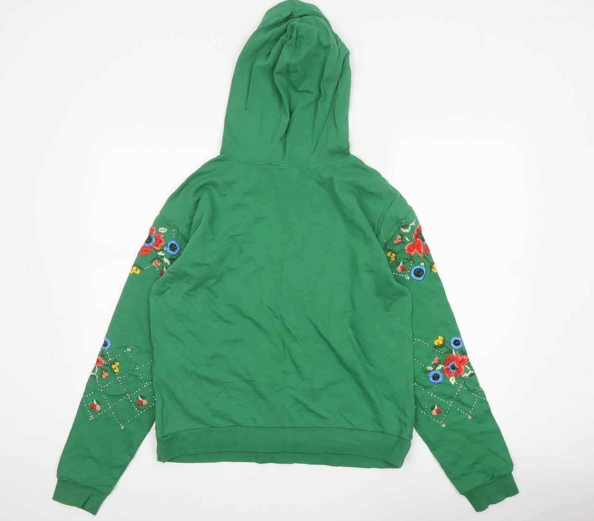 ASOS Women Green UK 10 Pullover Hoodie Embroidered Floral Champion 66