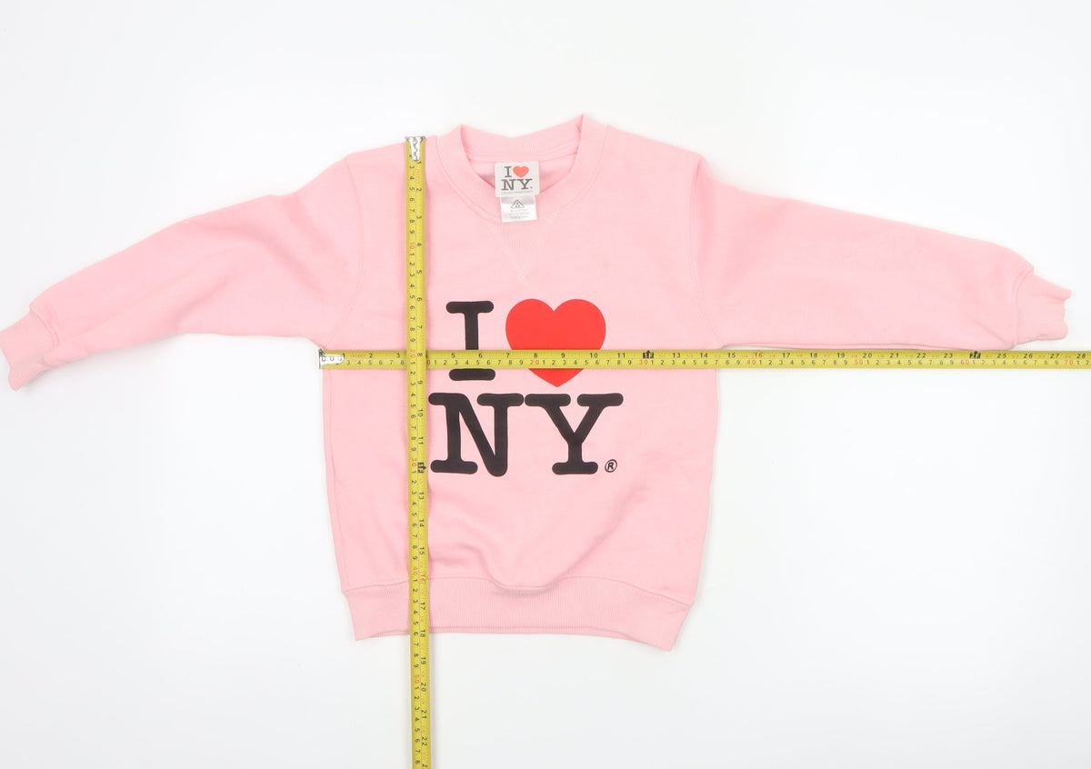 I Love NY Girls Pink 6-7 Years Pullover Sweatshirt Graphic Print