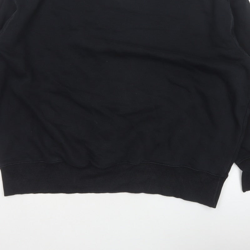 Nike Men Black L Pullover Crew Neck Logo Sweatshirt Cotton Blend