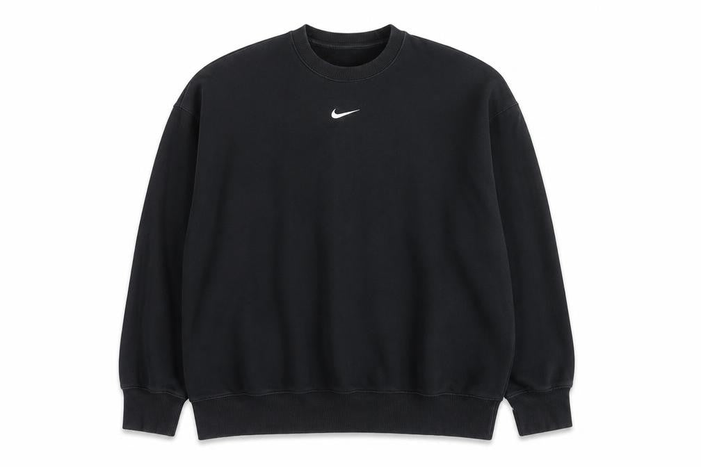 Nike Men Black L Pullover Crew Neck Logo Sweatshirt Cotton Blend