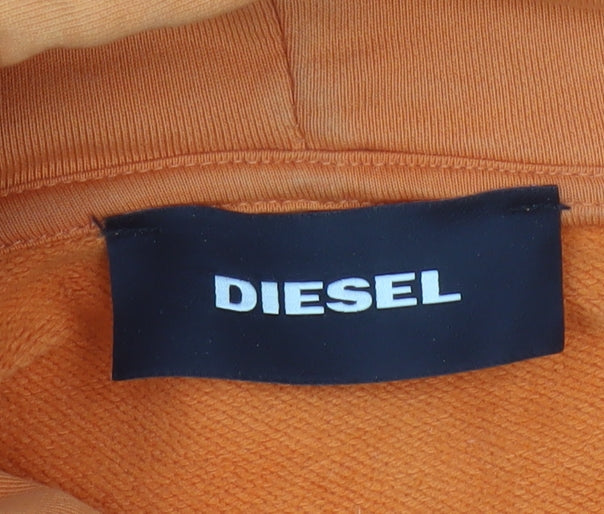 Diesel Men's Orange L Pullover Hoodie Logo Graphic Cotton