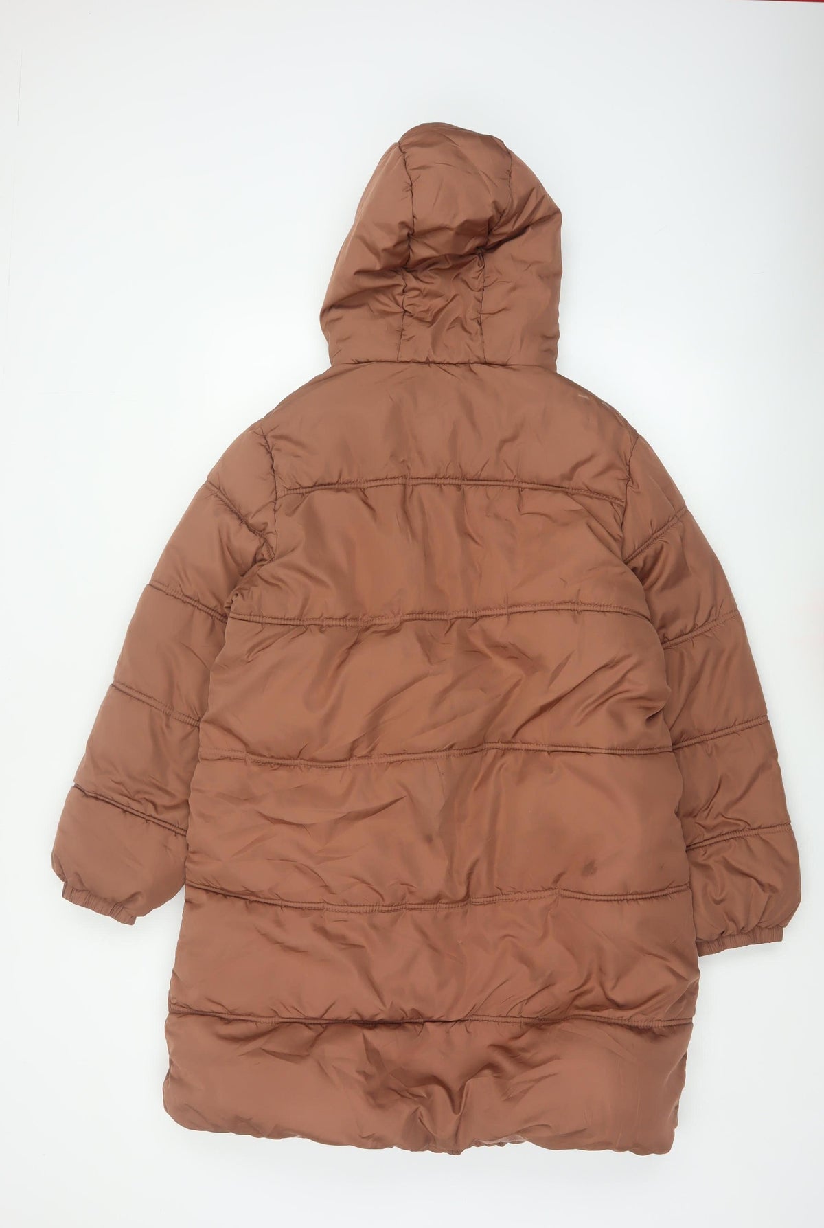 Next Girls Brown 13 Years Long Hooded Padded Puffer Coat