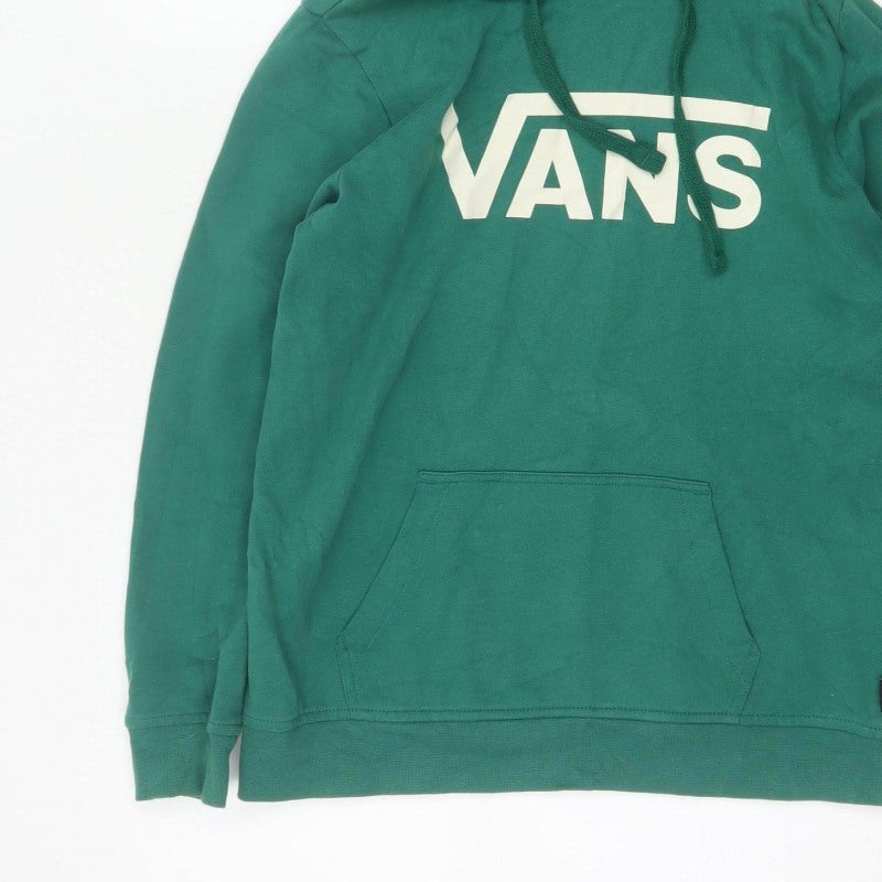 Vans Women's Green XS Logo Pullover Hoodie Fleece Kangaroo Pocket