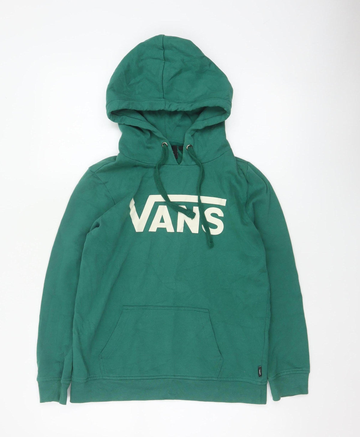 Vans Women's Green XS Logo Pullover Hoodie Fleece Kangaroo Pocket