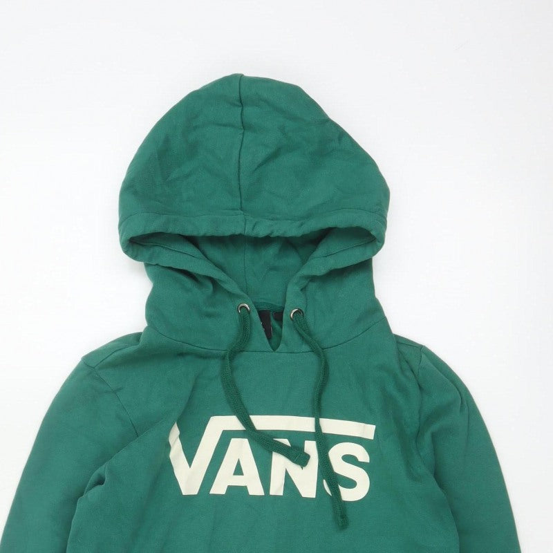 Vans Women's Green XS Logo Pullover Hoodie Fleece Kangaroo Pocket
