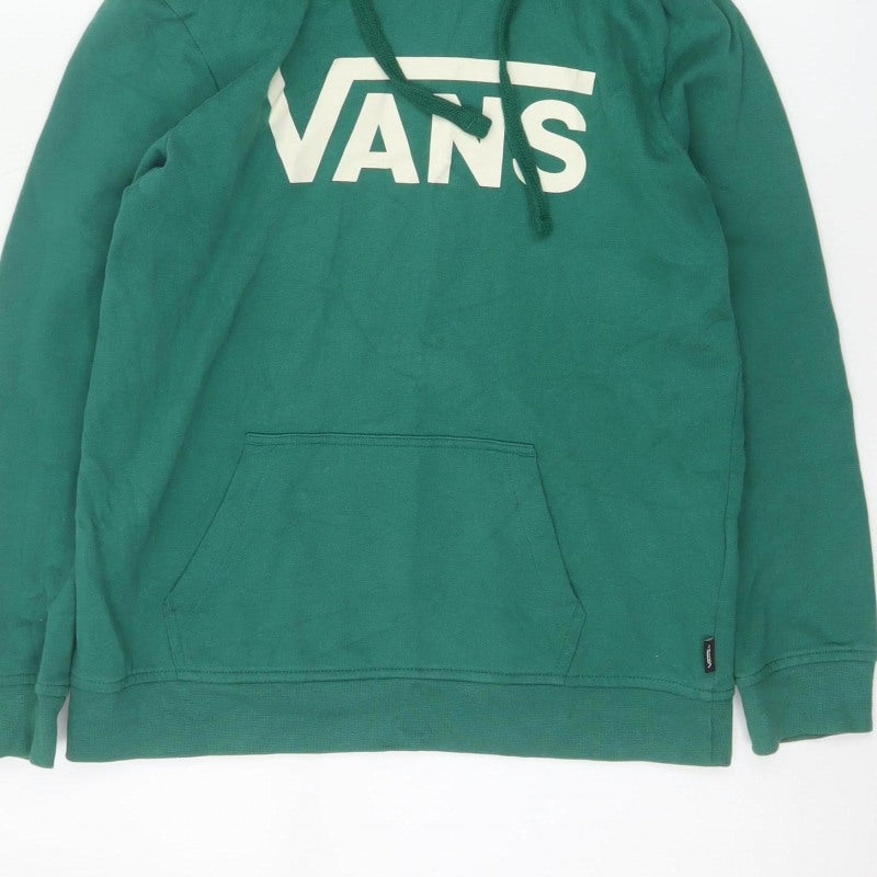Vans Women's Green XS Logo Pullover Hoodie Fleece Kangaroo Pocket