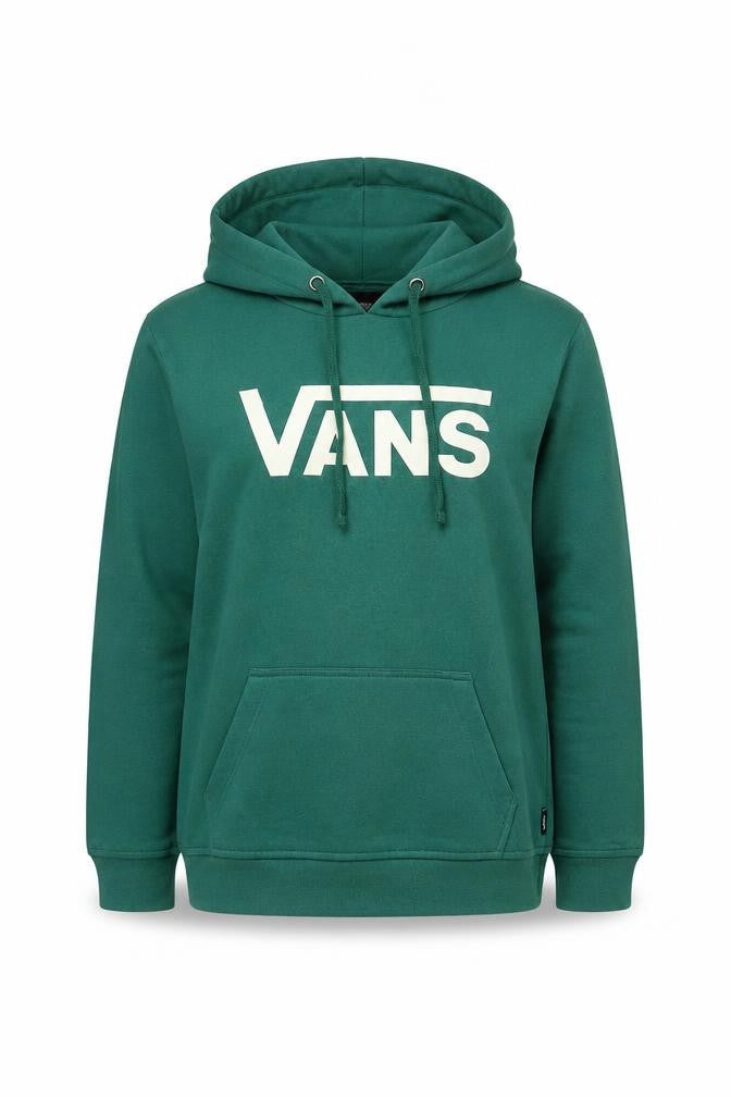 Vans Women's Green XS Logo Pullover Hoodie Fleece Kangaroo Pocket