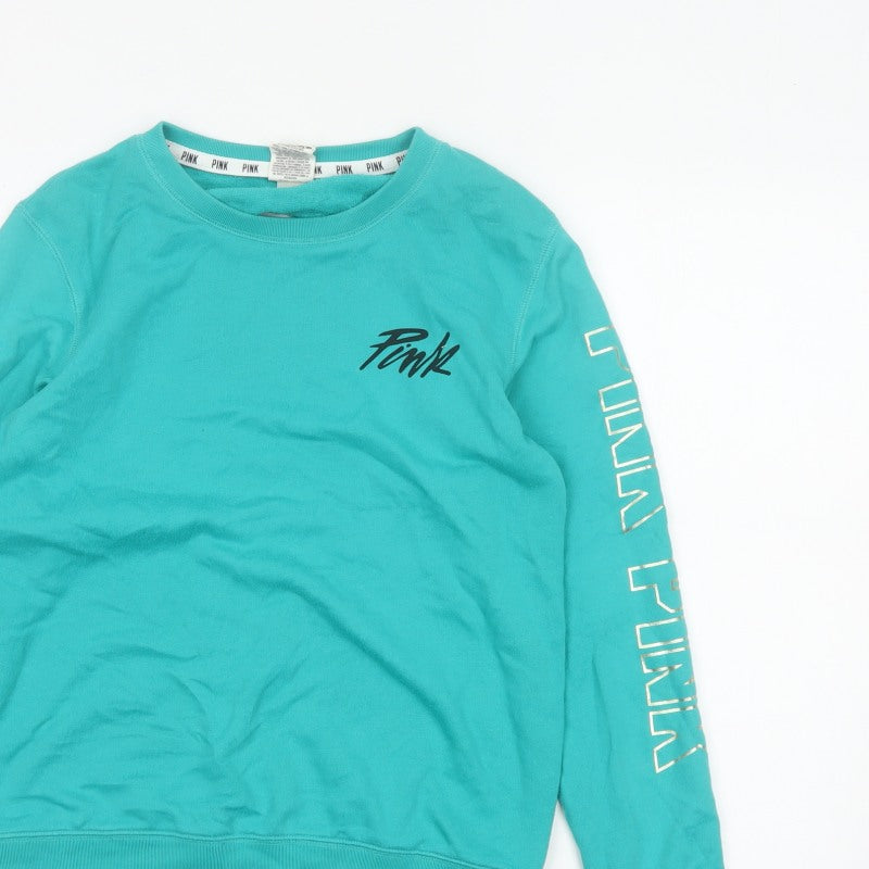 Victoria's Secret PINK Women Blue XS Backless Logo Sweatshirt