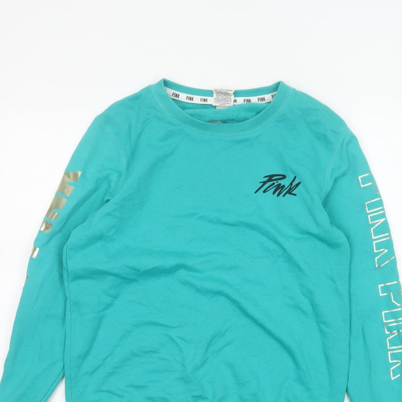 Victoria's Secret PINK Women Blue XS Backless Logo Sweatshirt