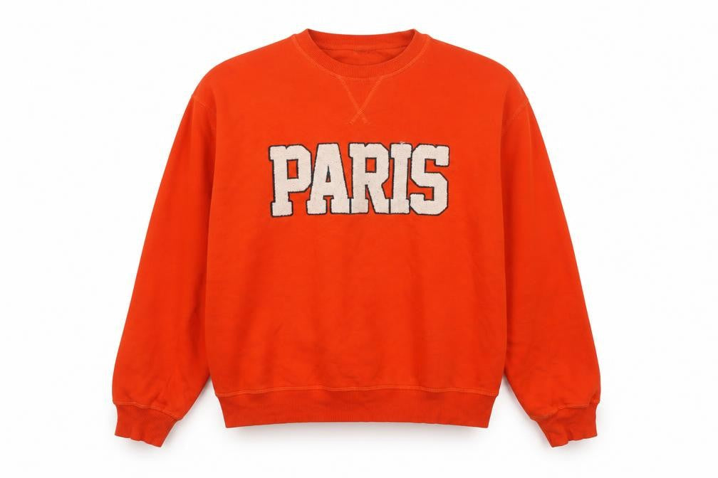 H&M Women Orange Paris Embroidered Fleece Sweatshirt UK 16