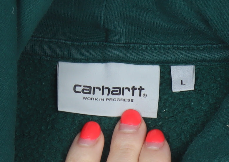 Carhartt WIP Men’s Green L Hooded Chase Pullover Hoodie Logo