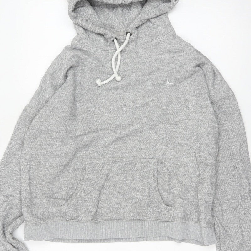 Jack Wills Women Grey UK 12 Pullover Hoodie Drawstring Logo Pockets