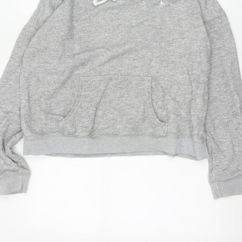 Jack Wills Women Grey UK 12 Pullover Hoodie Drawstring Logo Pockets