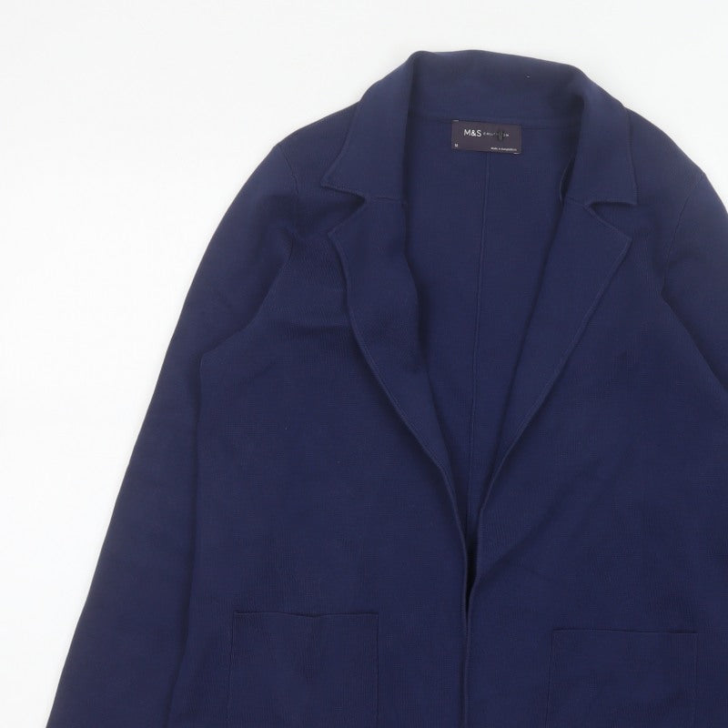 M&S Collection Women Navy UK 12 Open Knit Coatigan Blazer Jacket