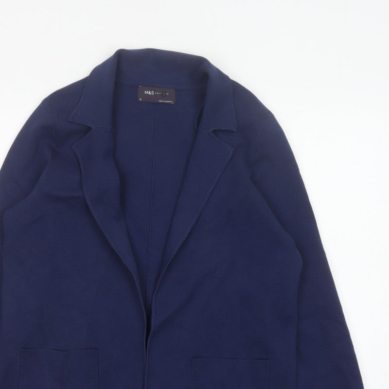 M&S Collection Women Navy UK 12 Open Knit Coatigan Blazer Jacket