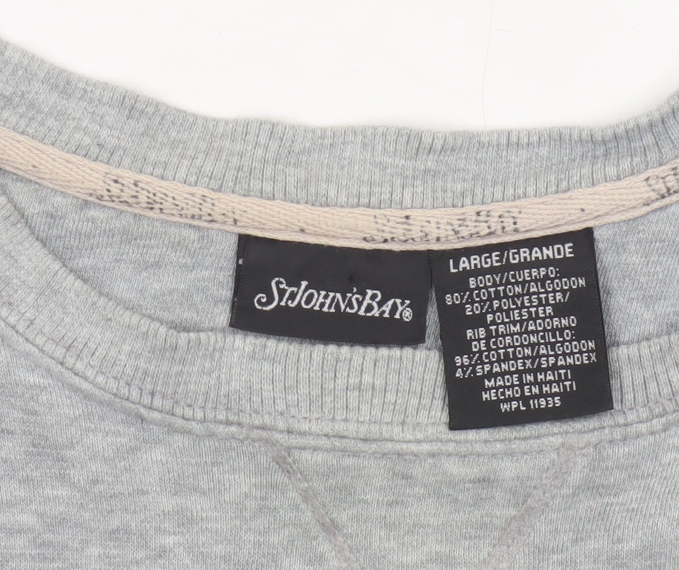 St. John's Bay Women’s Grey Crew Neck Pullover Sweatshirt Size L