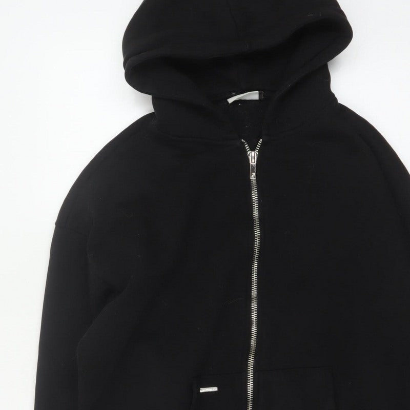 Additional view of Sevenheavens Men’s Black M Full Zip Hooded Fleece Hoodie Logo Pockets