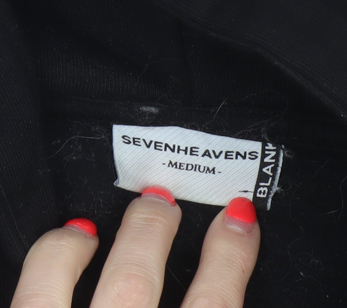 Additional view of Sevenheavens Men’s Black M Full Zip Hooded Fleece Hoodie Logo Pockets