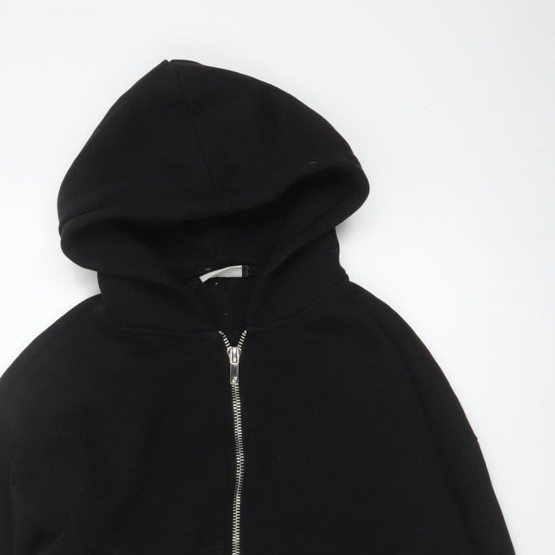 Additional view of Sevenheavens Men’s Black M Full Zip Hooded Fleece Hoodie Logo Pockets