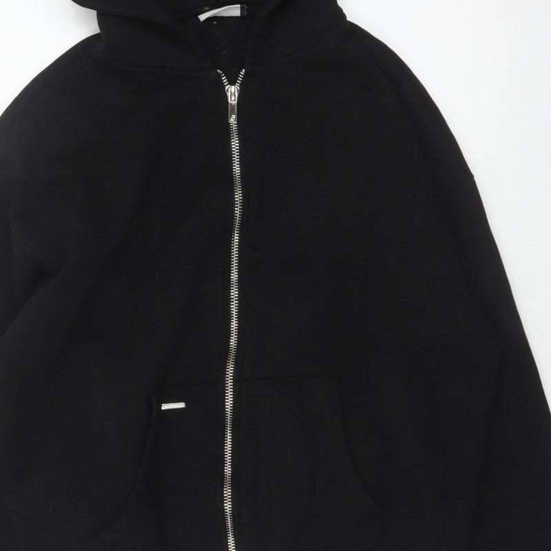 Additional view of Sevenheavens Men’s Black M Full Zip Hooded Fleece Hoodie Logo Pockets