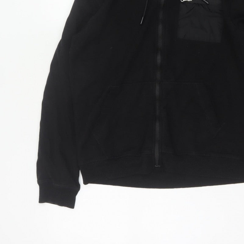 Flying Machine Men's Black L Full Zip Hooded Fleece Hoodie Pockets
