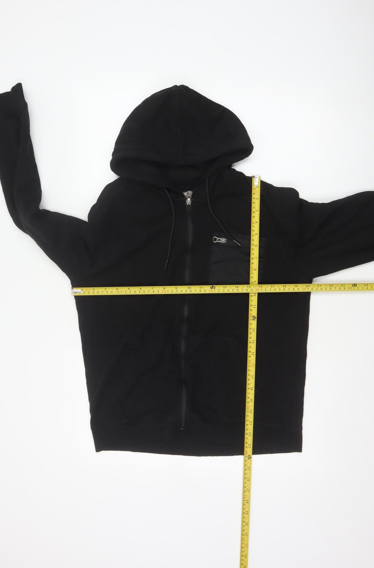 Flying Machine Men's Black L Full Zip Hooded Fleece Hoodie Pockets
