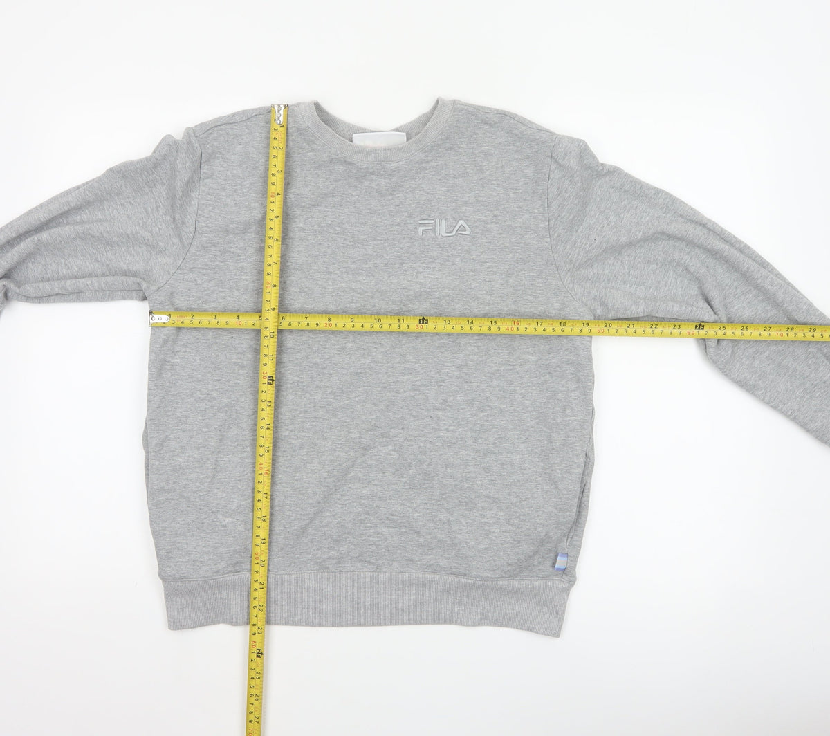 FILA Women’s Grey M Logo Crew Neck Pullover Sweatshirt Cotton