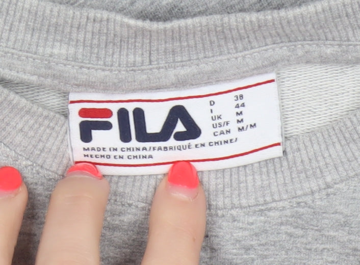FILA Women’s Grey M Logo Crew Neck Pullover Sweatshirt Cotton