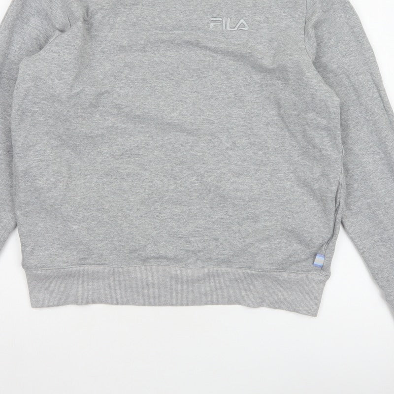 FILA Women’s Grey M Logo Crew Neck Pullover Sweatshirt Cotton