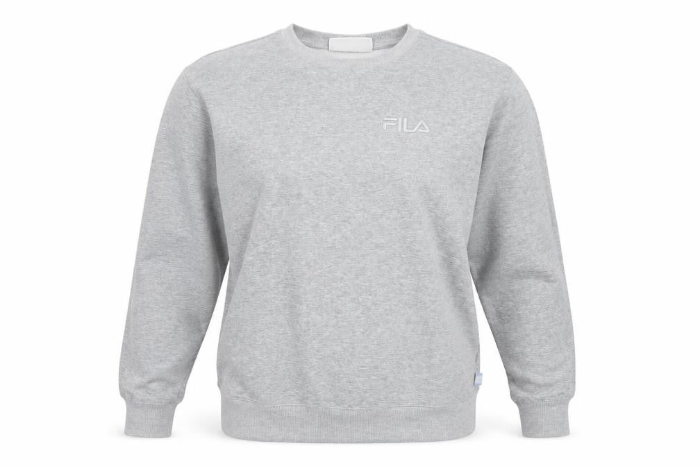 FILA Women’s Grey M Logo Crew Neck Pullover Sweatshirt Cotton