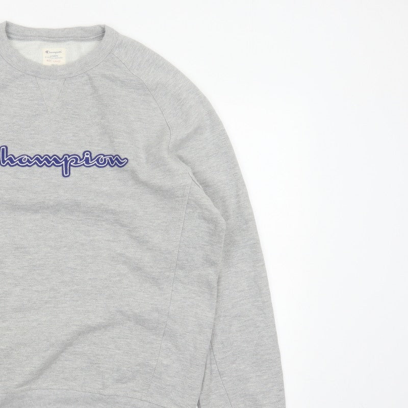 Champion Men’s Grey Large Embroidered Logo Crew Neck Sweatshirt