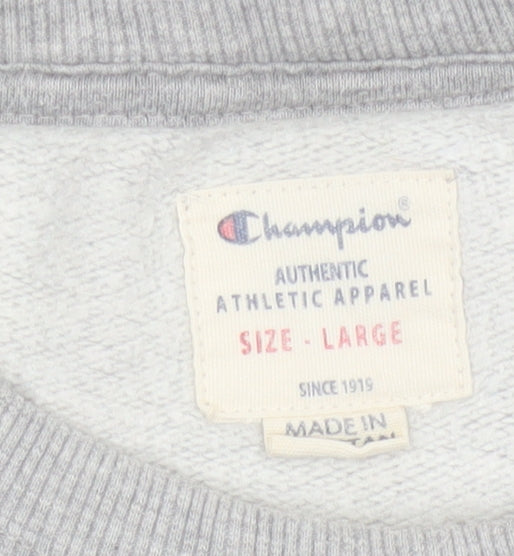 Champion Men’s Grey Large Embroidered Logo Crew Neck Sweatshirt