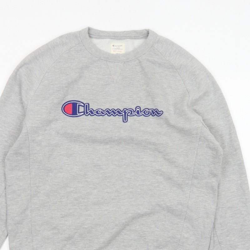 Champion Men’s Grey Large Embroidered Logo Crew Neck Sweatshirt