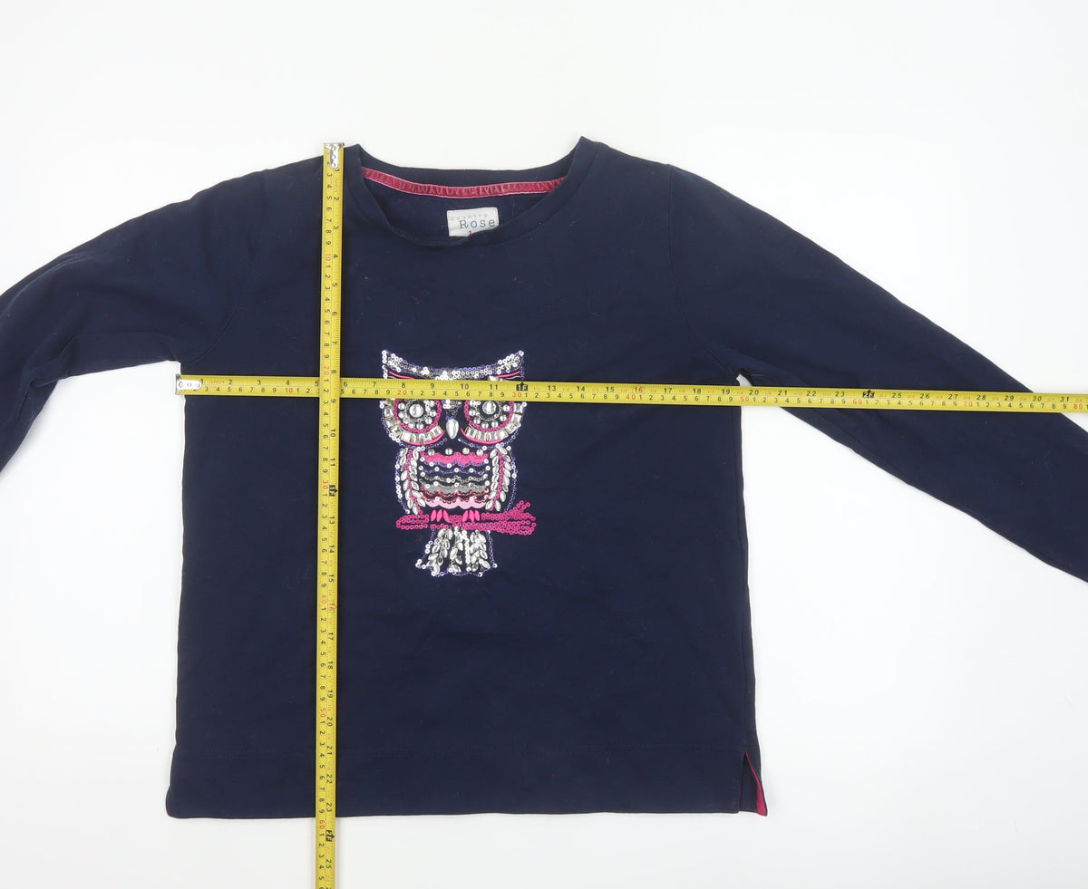 Country Rose Teens Blue S Owl Sequin Long Sleeve Jersey T-Shirt