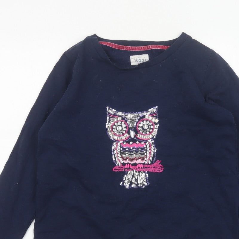 Country Rose Teens Blue S Owl Sequin Long Sleeve Jersey T-Shirt