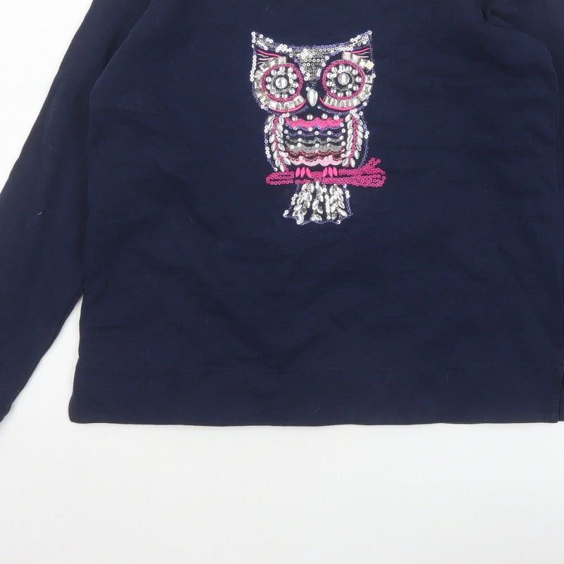 Country Rose Teens Blue S Owl Sequin Long Sleeve Jersey T-Shirt