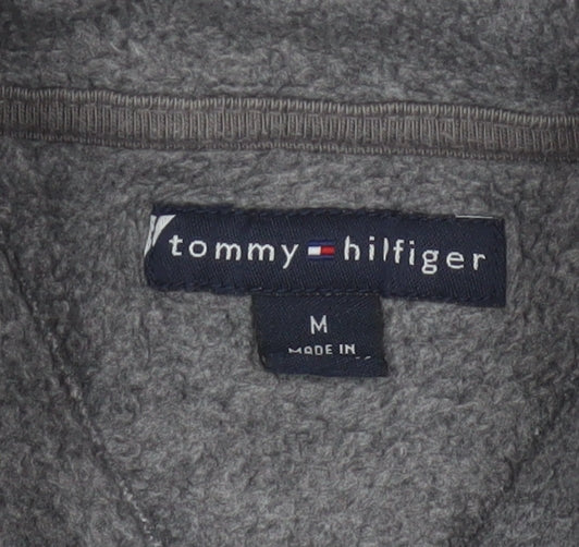 Tommy Hilfiger Unisex Adults Grey M 1/4 Zip Fleece Logo Sweatshirt