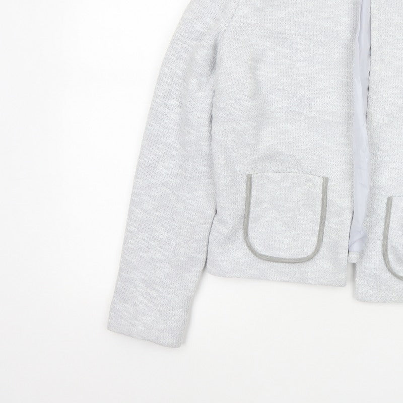 ASOS Women Grey UK 10 Knit Lined Open Jacket Cotton Blend