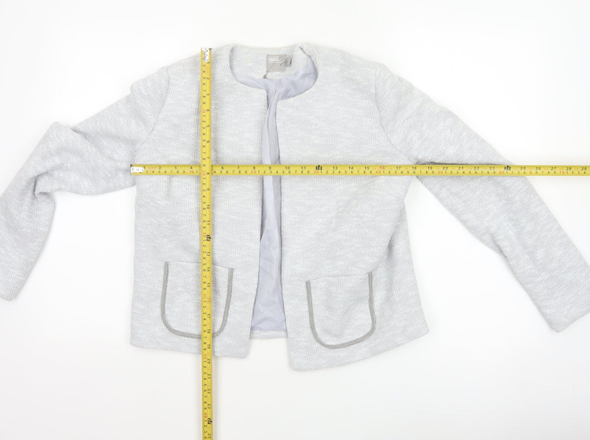 ASOS Women Grey UK 10 Knit Lined Open Jacket Cotton Blend