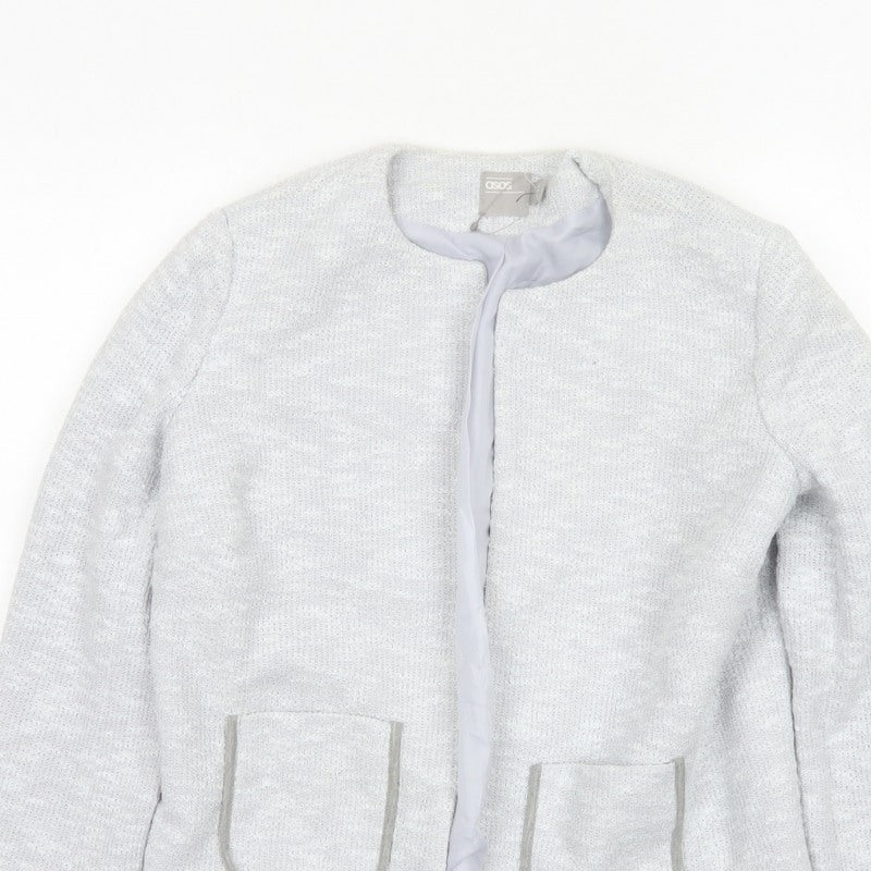 ASOS Women Grey UK 10 Knit Lined Open Jacket Cotton Blend