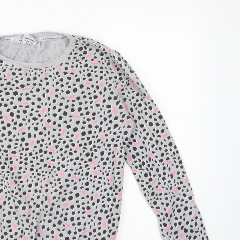 Scamp & Dude Women’s Grey Pink Animal Print Cotton Sweatshirt M