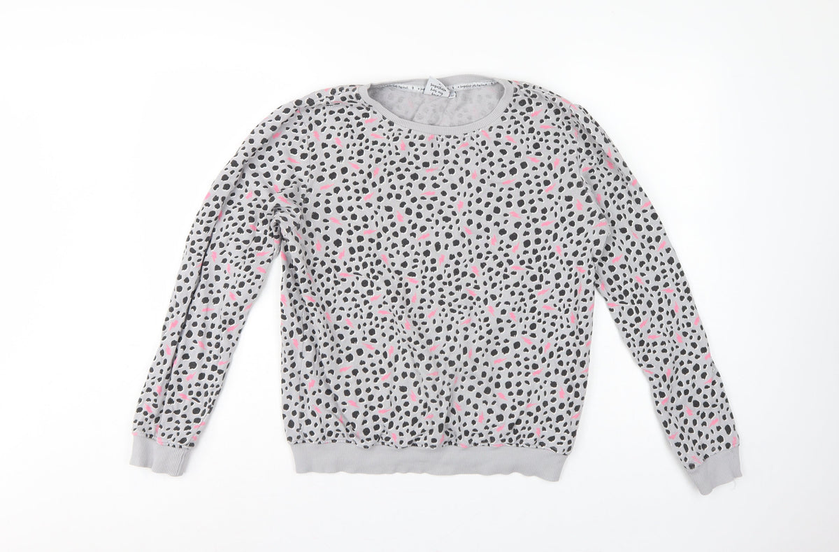 Scamp & Dude Women’s Grey Pink Animal Print Cotton Sweatshirt M
