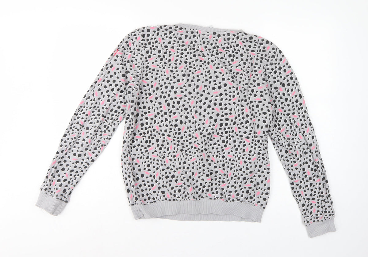 Scamp & Dude Women’s Grey Pink Animal Print Cotton Sweatshirt M