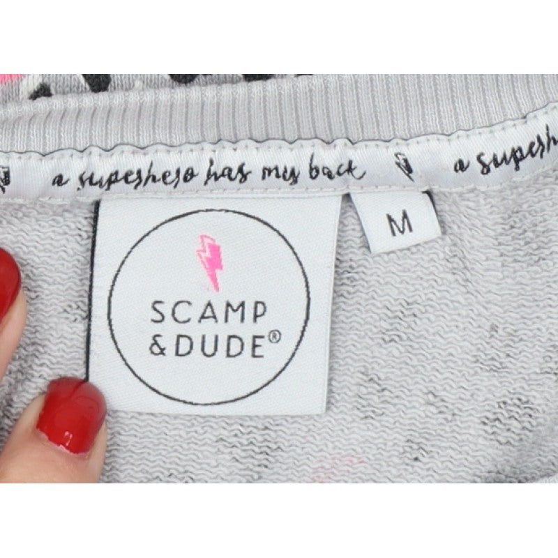 Scamp & Dude Women’s Grey Pink Animal Print Cotton Sweatshirt M
