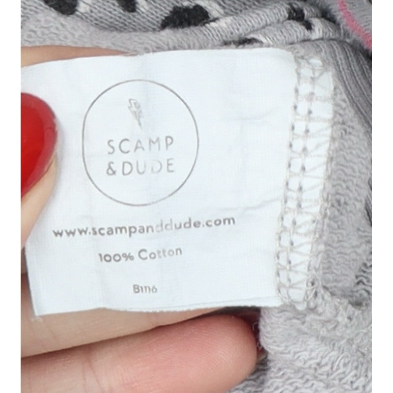 Scamp & Dude Women’s Grey Pink Animal Print Cotton Sweatshirt M