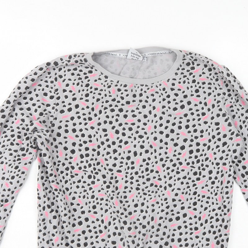 Scamp & Dude Women’s Grey Pink Animal Print Cotton Sweatshirt M