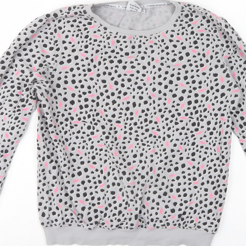 Scamp & Dude Women’s Grey Pink Animal Print Cotton Sweatshirt M