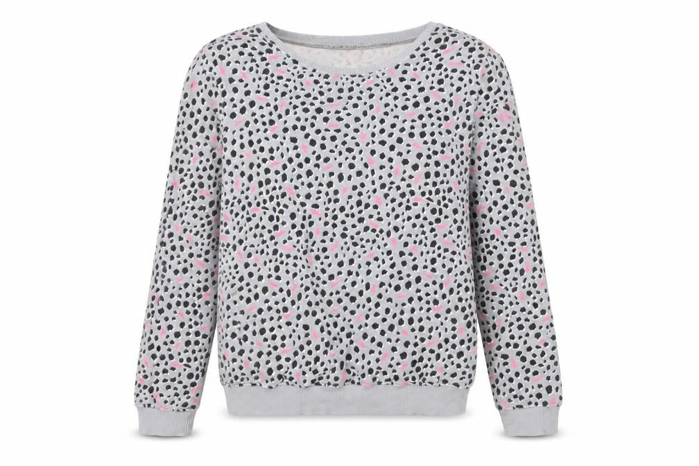 Scamp & Dude Women’s Grey Pink Animal Print Cotton Sweatshirt M