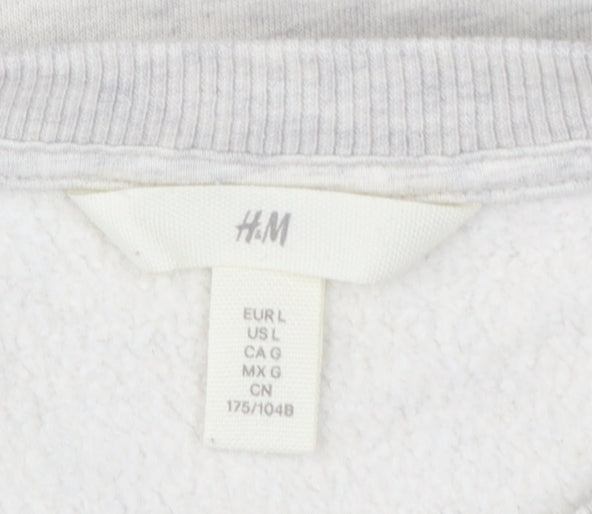 H&M Women Grey L Venice Graphic Print Crew Neck Sweatshirt